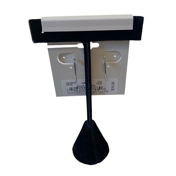 Matte Silver Heart Shaped Drop Earrings w/ Dark Blue Centered Pave Crystal - Picture 4 of 5